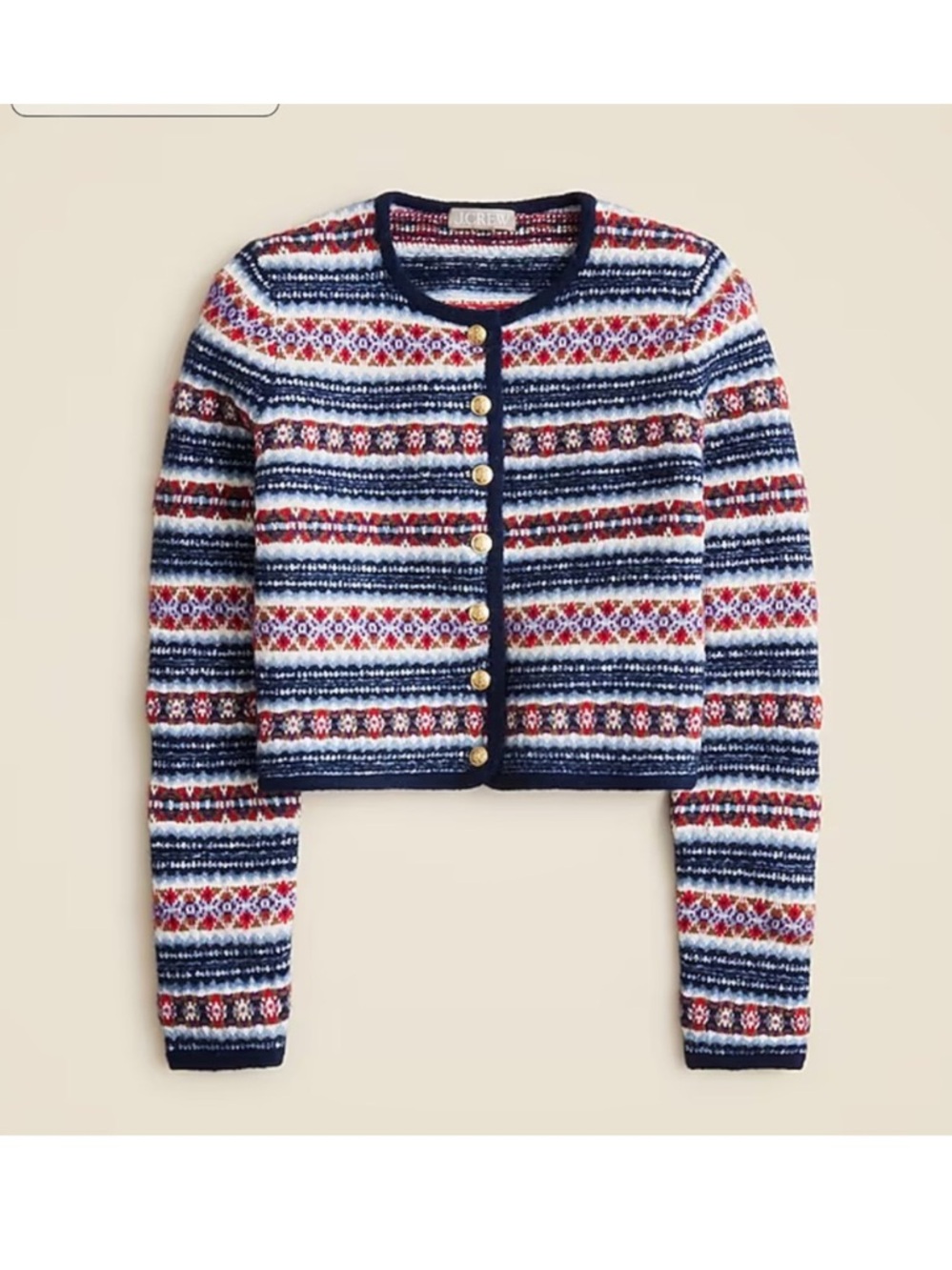J. Crew Fair Isle Lady Jacket Cardigan Boiled Wool Blend Sz S